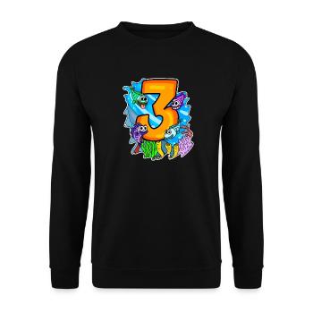 3 anniversaire 3 ans avec motif animal - trois - Sweat-shirt Unisexe - noir - Devant - Alina (178cm) & Michal (187cm)