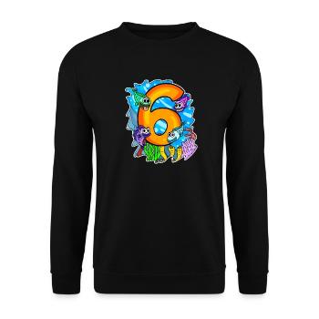 6 Birthday 6 years old with animal motif - six - Unisex Sweatshirt - black - Front - Alina (178cm) & Michal (187cm)