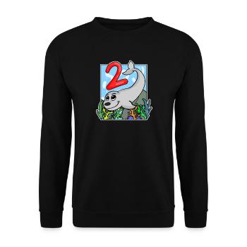 2 birthday 2 years old with animal motif - two - Unisex Sweatshirt - black - Front - Alina (178cm) & Michal (187cm)