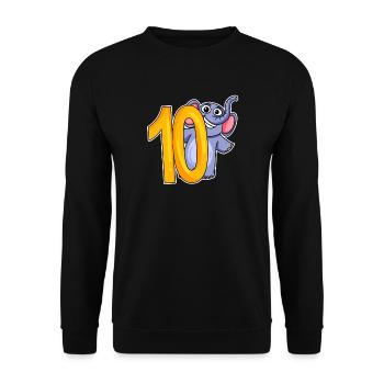 10 Geburtstag 10 Jahre alt mit Tier Motiv - zehn - Unisex Pullover - Schwarz - Vorne - Alina (178cm) & Michal (187cm)