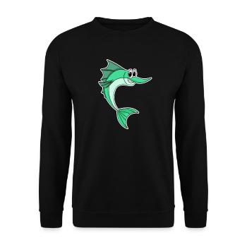 Niedlicher Schwertfisch - Unisex Pullover - Schwarz - Vorne - Alina (178cm) & Michal (187cm)
