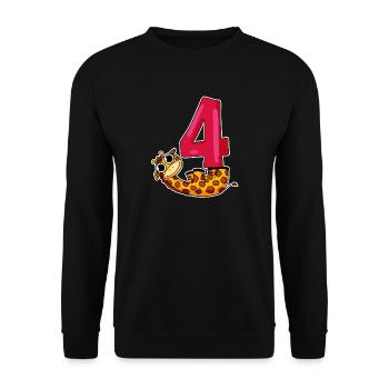 4th birthday motif giraffe - four years old - Unisex Sweatshirt - black - Front - Alina (178cm) & Michal (187cm)