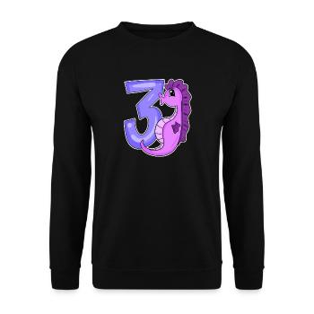 3rd birthday motif seahorse - three years old - Unisex Sweatshirt - black - Front - Alina (178cm) & Michal (187cm)