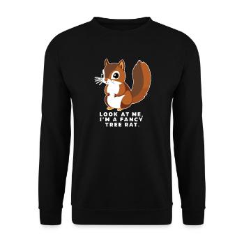 Eichhörnchen mit lustigem Spruch - Unisex Pullover - Schwarz - Vorne - Alina (178cm) & Michal (187cm)