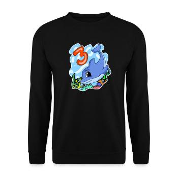 3rd birthday motif dolphin - three years old - Unisex Sweatshirt - black - Front - Alina (178cm) & Michal (187cm)
