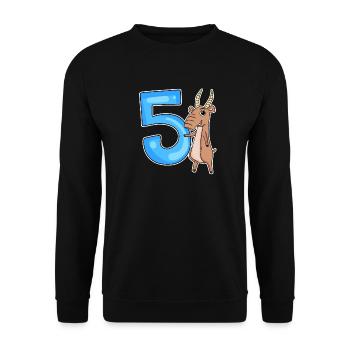 5th Birthday Motif Saiga Antelope - five years - Unisex Sweatshirt - black - Front - Alina (178cm) & Michal (187cm)