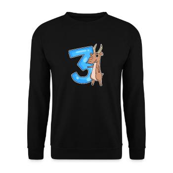 3. Geburtstag Motiv Saiga Antilope - drei Jahre - Unisex Pullover - Schwarz - Vorne - Alina (178cm) & Michal (187cm)