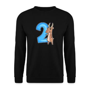 2nd Birthday Motif Saiga Antelope - two years al - Unisex Sweatshirt - black - Front - Alina (178cm) & Michal (187cm)