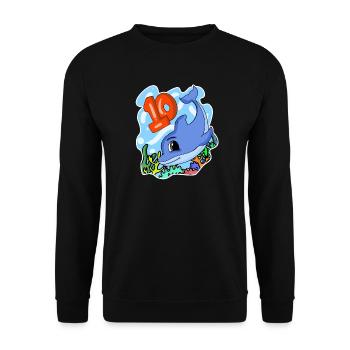 10th Birthday Motif Dolphin - ten years old - Unisex Sweatshirt - black - Front - Alina (178cm) & Michal (187cm)