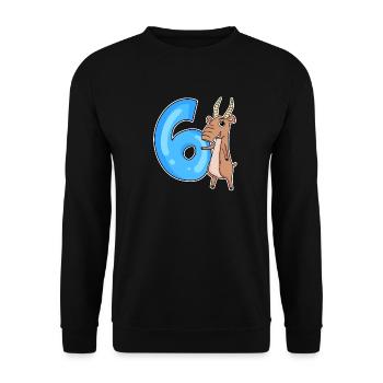 6th Birthday Motif Saiga Antelope - six years - Unisex Sweatshirt - black - Front - Alina (178cm) & Michal (187cm)