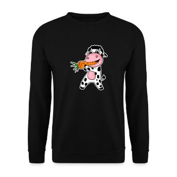 La vache mange la carotte - Sweat-shirt Unisexe - noir - Devant - Alina (178cm) & Michal (187cm)