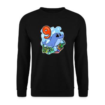 9th Birthday Motif Dolphin - Nine Years - Unisex Sweatshirt - black - Front - Alina (178cm) & Michal (187cm)