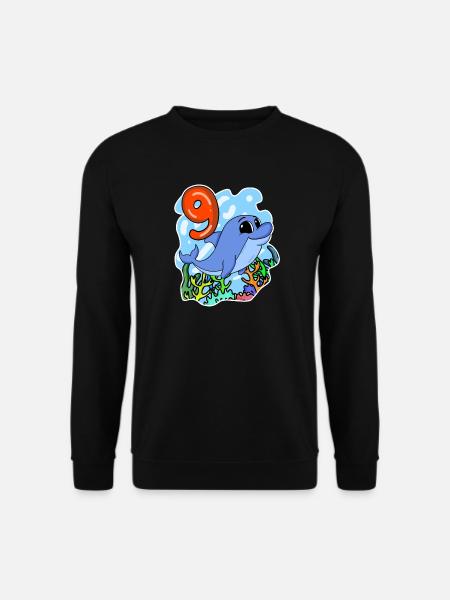 9. Geburtstag Motiv Delfin - neun Jahre - Unisex Pullover - Schwarz