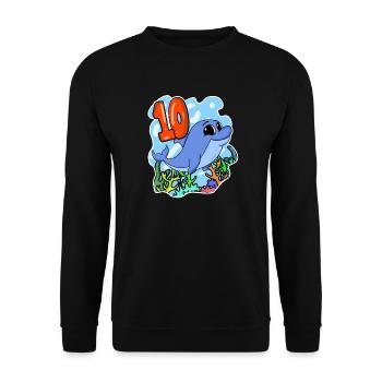 10th Birthday Motif Dolphin - ten years - Unisex Sweatshirt - black - Front - Alina (178cm) & Michal (187cm)