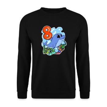 8ème anniversaire Motif Dolphin - huit ans - Sweat-shirt Unisexe - noir - Devant - Alina (178cm) & Michal (187cm)