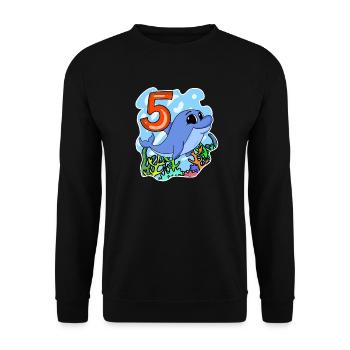 5th Birthday Motif Dolphin - five years - Unisex Sweatshirt - black - Front - Alina (178cm) & Michal (187cm)