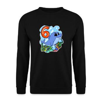 6th Birthday Motif Dolphin - Six Years - Unisex Sweatshirt - black - Front - Alina (178cm) & Michal (187cm)