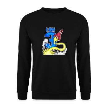 3 Birthday Boy Astronaut Rocket - Trois ans - Sweat-shirt Unisexe - noir - Devant - Alina (178cm) & Michal (187cm)