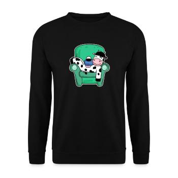 Schlafende Kuh - eine müde Kuh - Unisex Pullover - Schwarz - Vorne - Alina (178cm) & Michal (187cm)