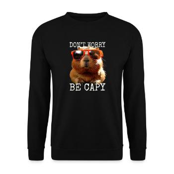 Capybara Dont Worry Be Capy Capybara Rodent - Unisex Sweatshirt - black - Front - Alina (178cm) & Michal (187cm)