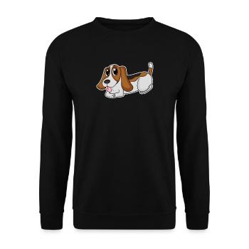 Basset Hound Hunderasse Hund Hunde - Unisex Pullover - Schwarz - Vorne - Alina (178cm) & Michal (187cm)