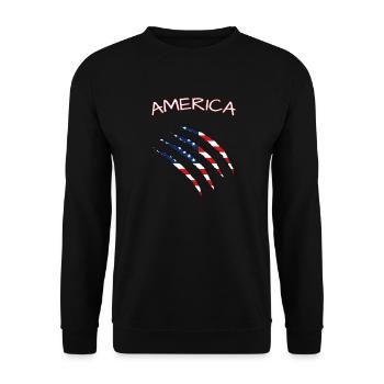 America, Claws, Cuts, Amerika, USA, American Flag  - Unisex Pullover - Schwarz - Vorne - Alina (178cm) & Michal (187cm)