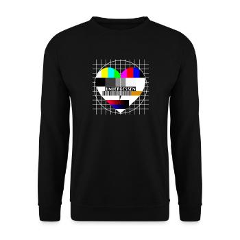 Testbild Herz Unvergessen TV 90er Party 80er Jahre - Unisex Pullover - Schwarz - Vorne - Alina (178cm) & Michal (187cm)