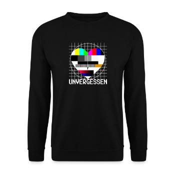 Testbild Herz Unvergessen TV 90er Party 80er Jahre - Unisex Pullover - Schwarz - Vorne - Alina (178cm) & Michal (187cm)