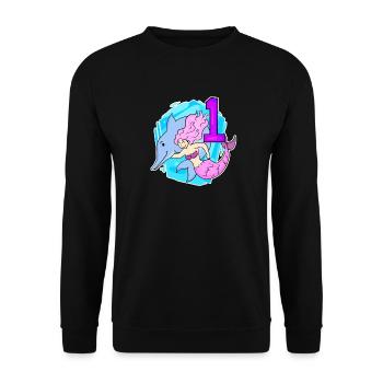 Fille - 1er anniversaire Sirène - Fille - Sweat-shirt Unisexe - noir - Devant - Alina (178cm) & Michal (187cm)
