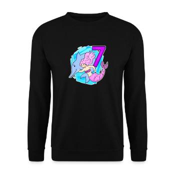 Fille 7 ans 7ème anniversaire sirène - Sweat-shirt Unisexe - noir - Devant - Alina (178cm) & Michal (187cm)