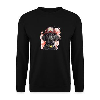 Labrador Feuerwehr Feuerwehrmann Hund - Unisex Pullover - Schwarz - Vorne - Alina (178cm) & Michal (187cm)