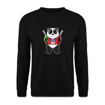 Tankwart Panda Tankstelle - Unisex Pullover - Schwarz - Vorne - Alina (178cm) & Michal (187cm)