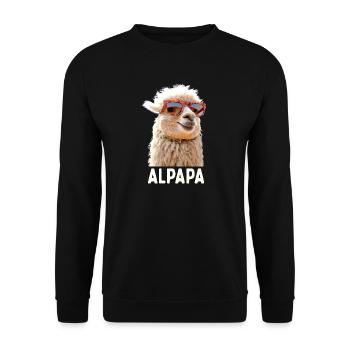 Alpaca Papa Alpapa Lama Daddy Alpaca Dad Father's Day - Unisex Sweatshirt - black - Front - Alina (178cm) & Michal (187cm)