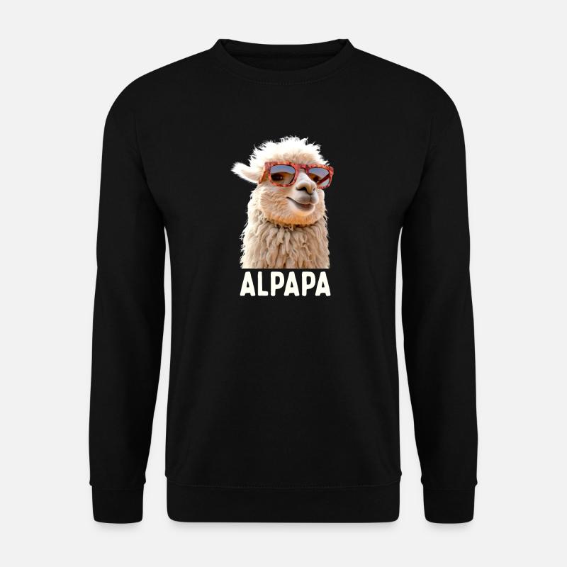 Alpaka Papa Alpapa Lama Daddy Alpaca Dad Vatertag - Unisex Pullover - Schwarz