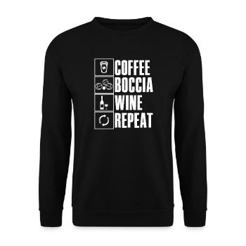 Coffee Boccia Wine Repeat Spruch Bocciaspieler - Unisex Pullover - Schwarz - Vorne - Alina (178cm) & Michal (187cm)
