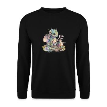 Fabuleux bébé dragon avec des fleurs - Sweat-shirt Unisexe - noir - Devant - Alina (178cm) & Michal (187cm)