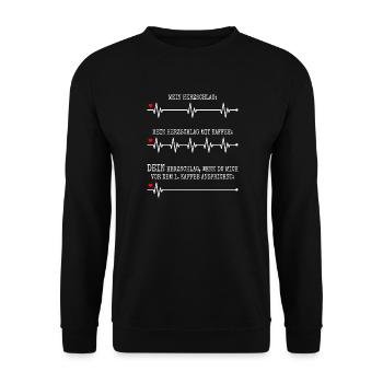 Kaffee Herzschlag Nicht Ansprechen Montag Büro - Unisex Pullover - Schwarz - Vorne - Alina (178cm) & Michal (187cm)