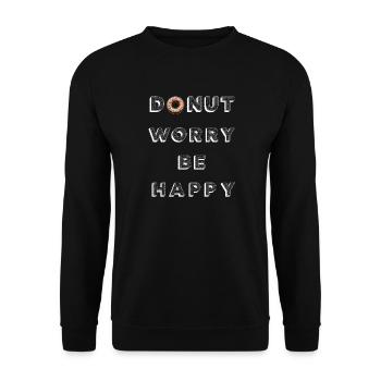Donut Worry Be Happy - Sweat-shirt Unisexe - noir - Devant - Alina (178cm) & Michal (187cm)