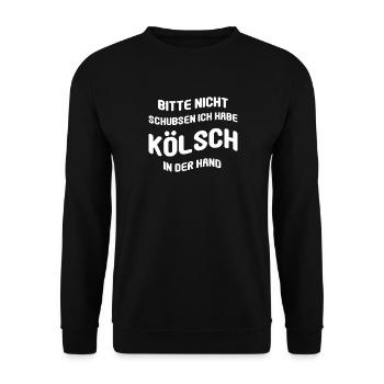 Nicht Schubsen Kölsch Kölle Kölner Karneval Köln - Unisex Pullover - Schwarz - Vorne - Alina (178cm) & Michal (187cm)