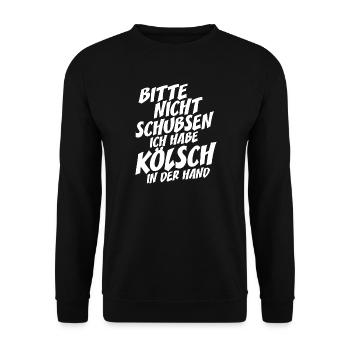 Nicht Schubsen Kölsch Kölle Kölner Karneval Köln - Unisex Pullover - Schwarz - Vorne - Alina (178cm) & Michal (187cm)