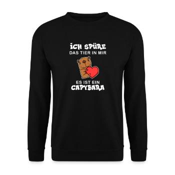 Capybara Wasserschwein Capybaras - Unisex Pullover - Schwarz - Vorne - Alina (178cm) & Michal (187cm)