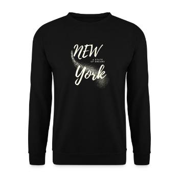Motivierende New York Skyline Schriftart - Unisex Pullover - Schwarz - Vorne - Alina (178cm) & Michal (187cm)