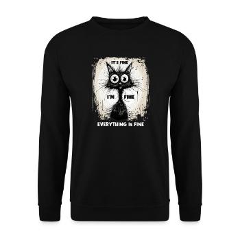 Chat disant que c’est bien Je vais bien Tout va bien - Sweat-shirt Unisexe - noir - Devant - Alina (178cm) & Michal (187cm)