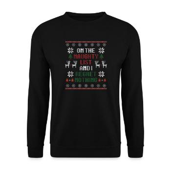 On The Naughty List And I Regret Nothing - Unisex Sweatshirt - black - Front - Alina (178cm) & Michal (187cm)