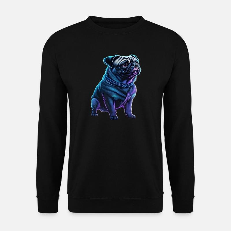 Futuristic Neon Pug - Unisex Sweatshirt - black
