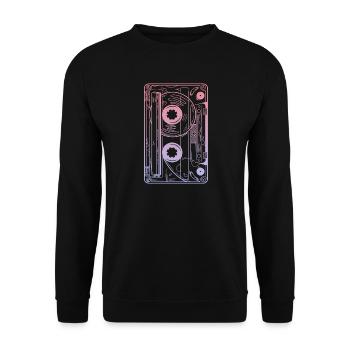 Kassette 90er Party 80er Jahre Retro Musik Tape - Unisex Pullover - Schwarz - Vorne - Alina (178cm) & Michal (187cm)