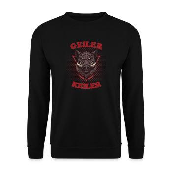 Geiler Keiler - Wildschwein Jäger Jagd Party - Unisex Pullover - Schwarz - Vorne - Alina (178cm) & Michal (187cm)