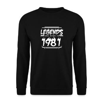 1981 - Jahrgang 1981 - Baujahr 1981 - Legende - Unisex Pullover - Schwarz - Vorne - Alina (178cm) & Michal (187cm)