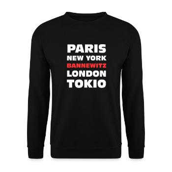 Bannewitz Sachsen lustig neben Weltstädten - Unisex Pullover - Schwarz - Vorne - Alina (178cm) & Michal (187cm)
