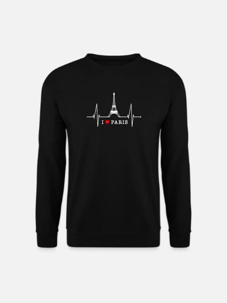 Paris Skyline Herzschlag Eiffelturm Frankreich - Unisex Pullover - Schwarz